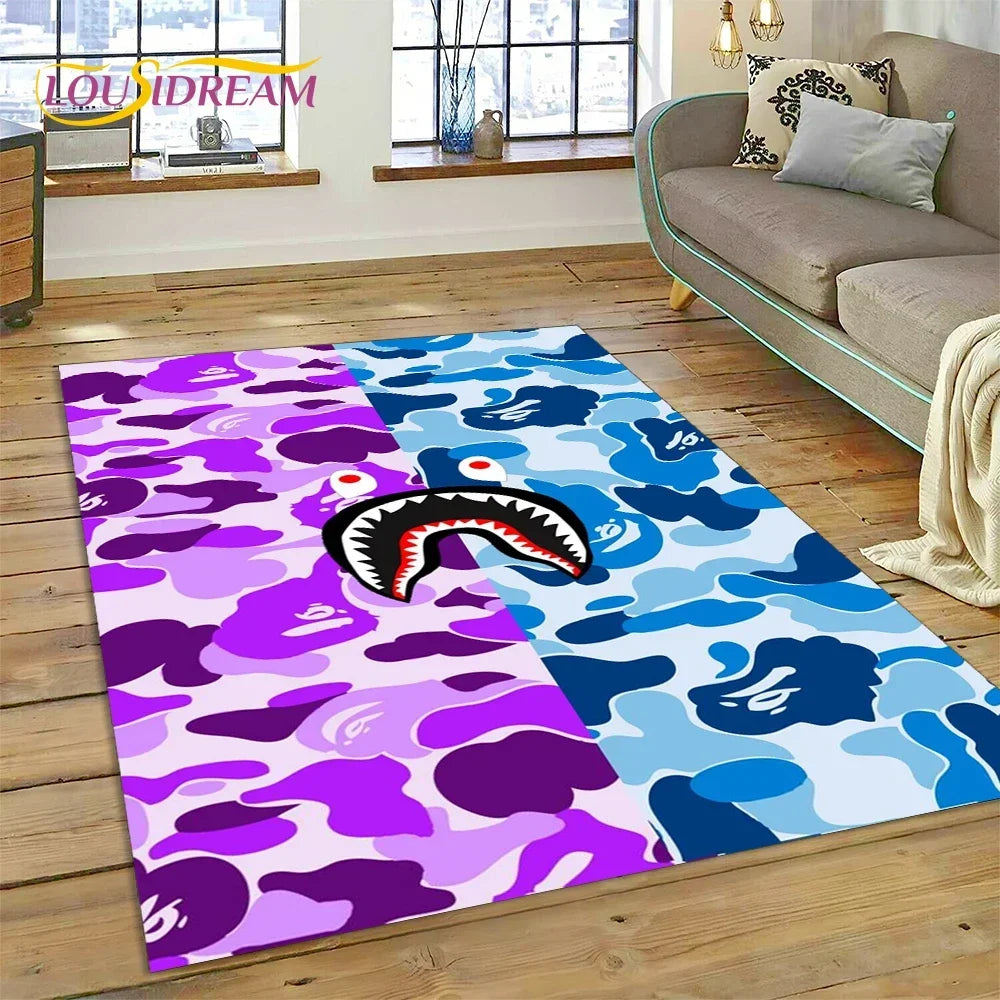 3D Printing B-BAPE Fashion Carpet Rug for Bedroom Living Room Home Sofa Decoration,Children Game Large Decor Floor Mat Gift