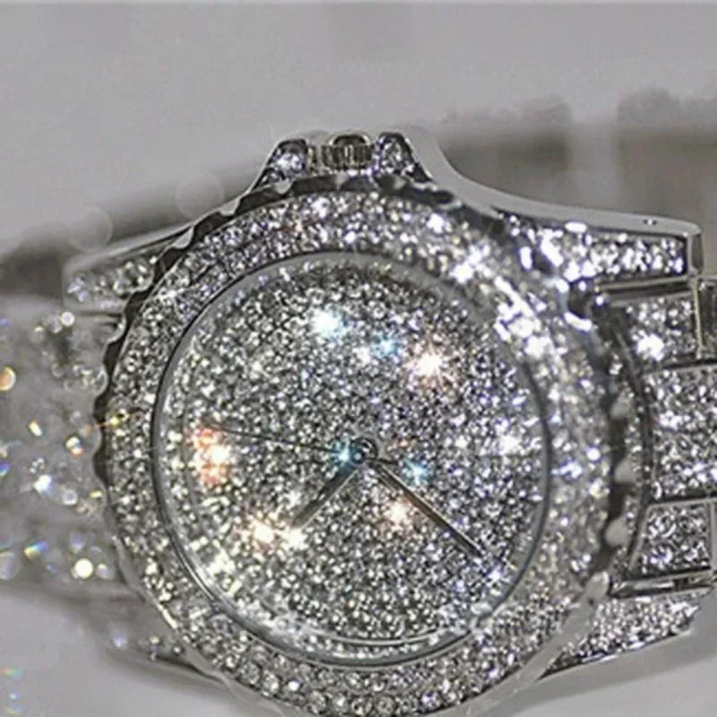 New Luxury Shiny Diamond Watch for Women Elegant Quartz Steel Bracelet Watches Zircon Crystal Fashion Wristwatch Clock Gifts