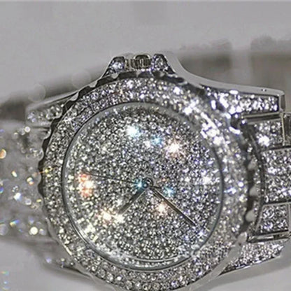New Luxury Shiny Diamond Watch for Women Elegant Quartz Steel Bracelet Watches Zircon Crystal Fashion Wristwatch Clock Gifts