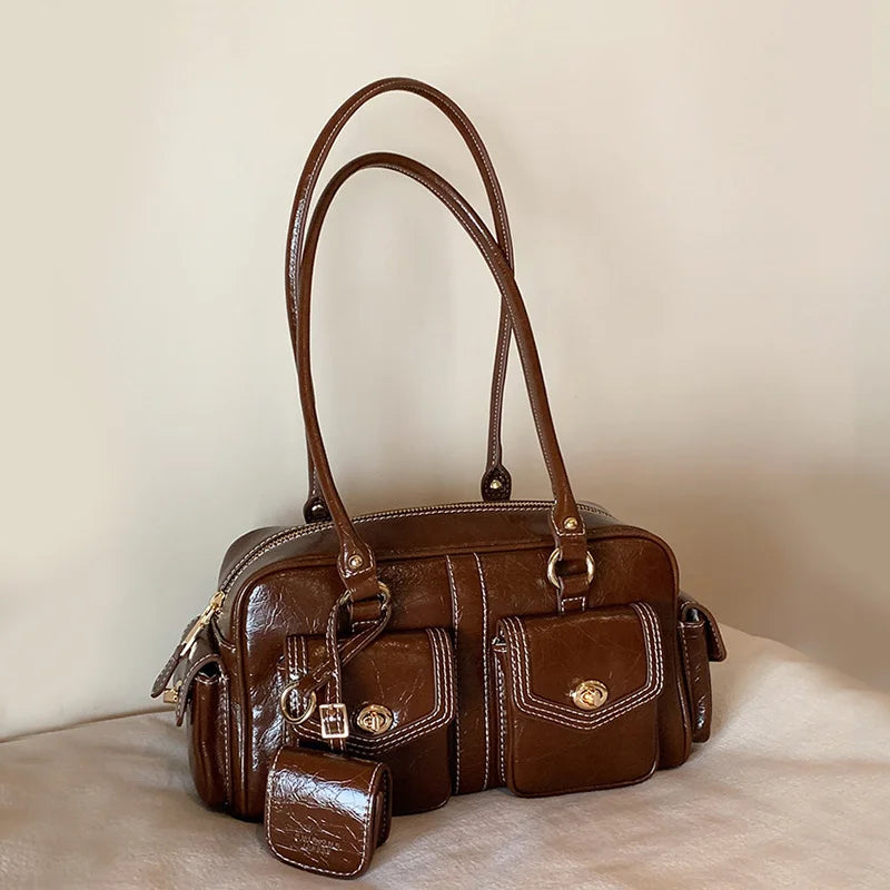 Luxury Boston Bags New Handbags For Women Trendy Commuting Versatile Handbag With Pendents Shoulder Crossbody Pillow Bags