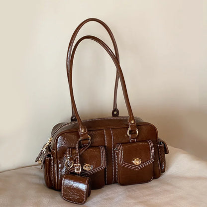Luxury Boston Bags New Handbags For Women Trendy Commuting Versatile Handbag With Pendents Shoulder Crossbody Pillow Bags