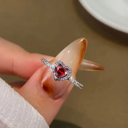 Gorgeous Zircon Romantic Love Heart Ring for Women Engagement Wedding Real 925 Sterling Silver Luxury High Quality Fine Jewelry
