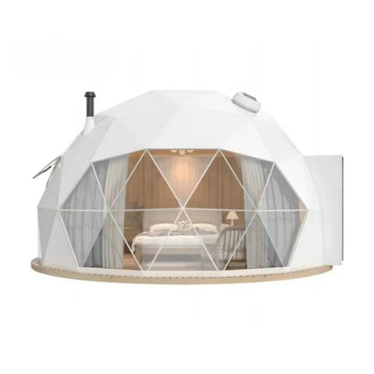 Luxury Geodesic Dome Tent Kit, PVC Canvas Steel Frame Igloo House, Outdoor Glamping Hotel Tent for Resort Garden
