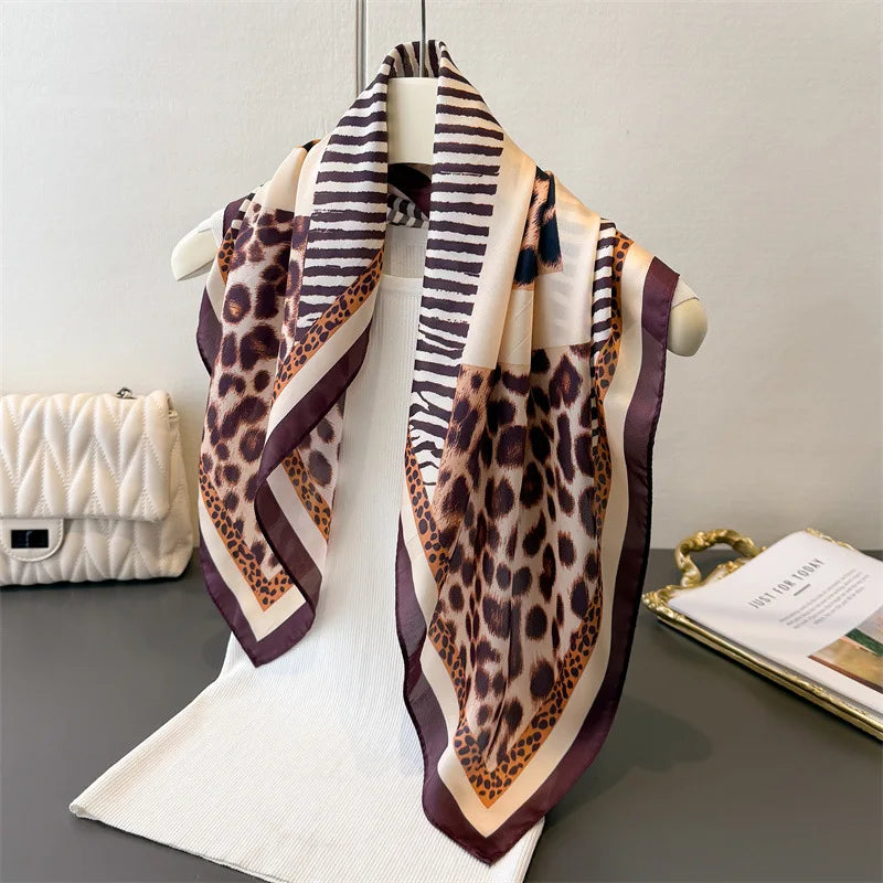 2025 New Paisley Print Silk Scarf for Women Square Hijab Soft Neck Tie Female Fashion Decoration Silk Headscarf 70*70cm Kerchief