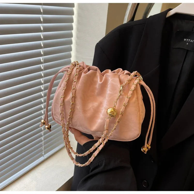 Chain Bag Ladies PU Leather Shoulder Bags Purse for Women Fashion Crossbody Bags Underarm Bag Small Square Satchel Handbag Bolas