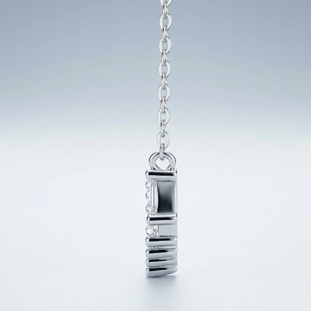 GRA Certified Moissanite Necklace 925 Sterling Silver, Baguette Cut V-Shape Clavicle Chain D Color VVS1 Fine Jewelry