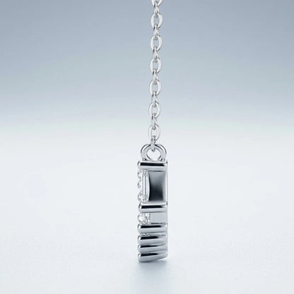 GRA Certified Moissanite Necklace 925 Sterling Silver, Baguette Cut V-Shape Clavicle Chain D Color VVS1 Fine Jewelry