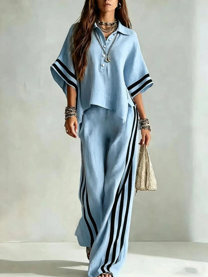 2026 New Autumn Summer Women's Short-sleeved Shirts And Loose Trousers Two-piece Suit Casual Simple White Suits Women Clothing