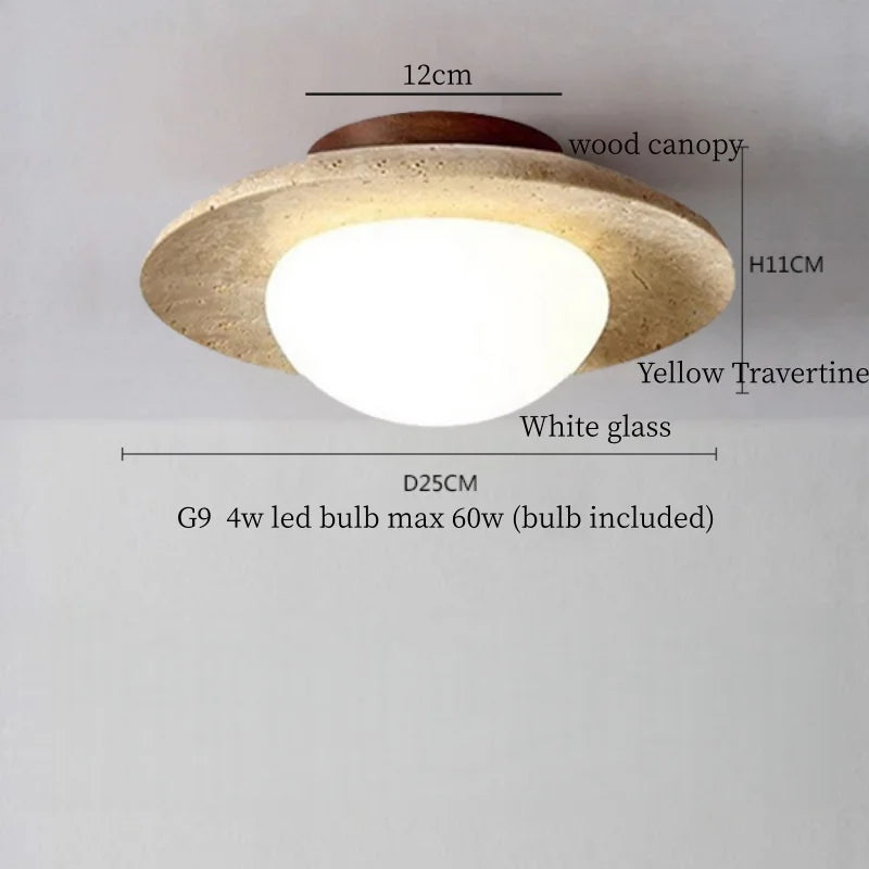 IWHD Japan Wabi Sabi LED Ceiling Lights Bedroom Bathroom Corridor Home Lighting Yellow travertine Ceiling Lamp Lampy Sufitowe