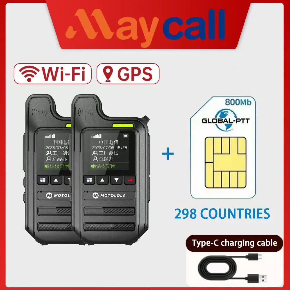 Motolola C65 4G LTE Digital Cluster POC Walkie Talkie Dual SIM Card 5000km Long Range 1500mAh Battery IPX-1 Water Resistant