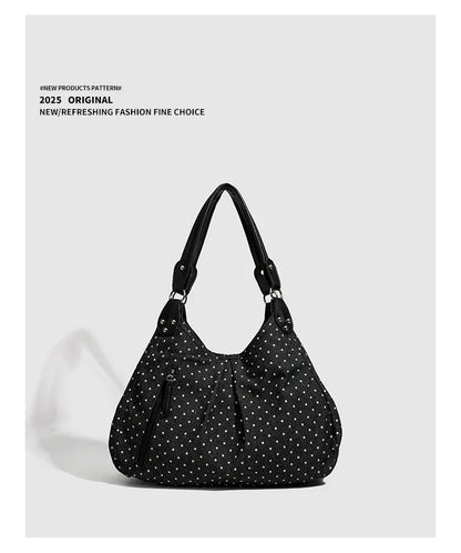 Fashionable Vintage Messenger Bags New Polka Dot Handbag Korean-style Large-capacity Tote Bags Versatile Comfortable Casual Bags