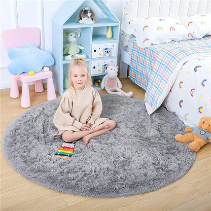 Round Fluffy Soft Area Rugs for Kids Room Princess Castle Plush Shaggy Carpet Cute Circle Nursery Rug Home Decor Circular Carpet