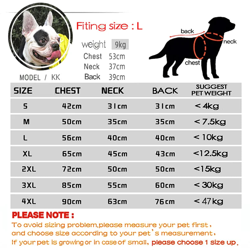 Fashion Pet Dog Clothes  Raincoat Waterproof Reflective Pet Jacket Dog Cat Coat for Small Medium Large Dogs Clothes