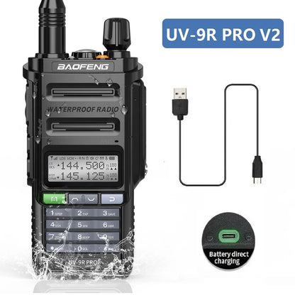 Baofeng UV-9R Pro V2 V1 Walkie Talkie IP68 Waterproof Dual Band Type-C Long Range Upgrade Tri-power Ham CB Radio Two Way Radio