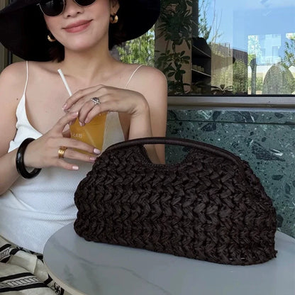 New Summer Beach Bag for Women Clutch Bag Luxury Designer Straw Bags Tote Handbag Fashion Woven Rattan Bags Female Travel Purse