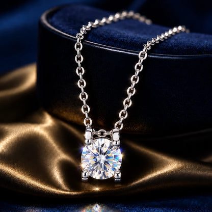Women's Moissanite Pendant Necklace D Color VVS1 Halo Design S925 Silver Jewelry with GRA Certificate Wedding Birthday Gift