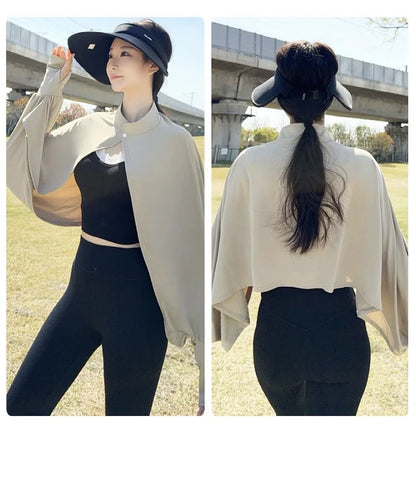 Shawl Wrap Women Driving Sun Protection Cape Upf50 + Cooling Cycling Outdoor UV Cover up Breathable Long Sleeve Stand Collar