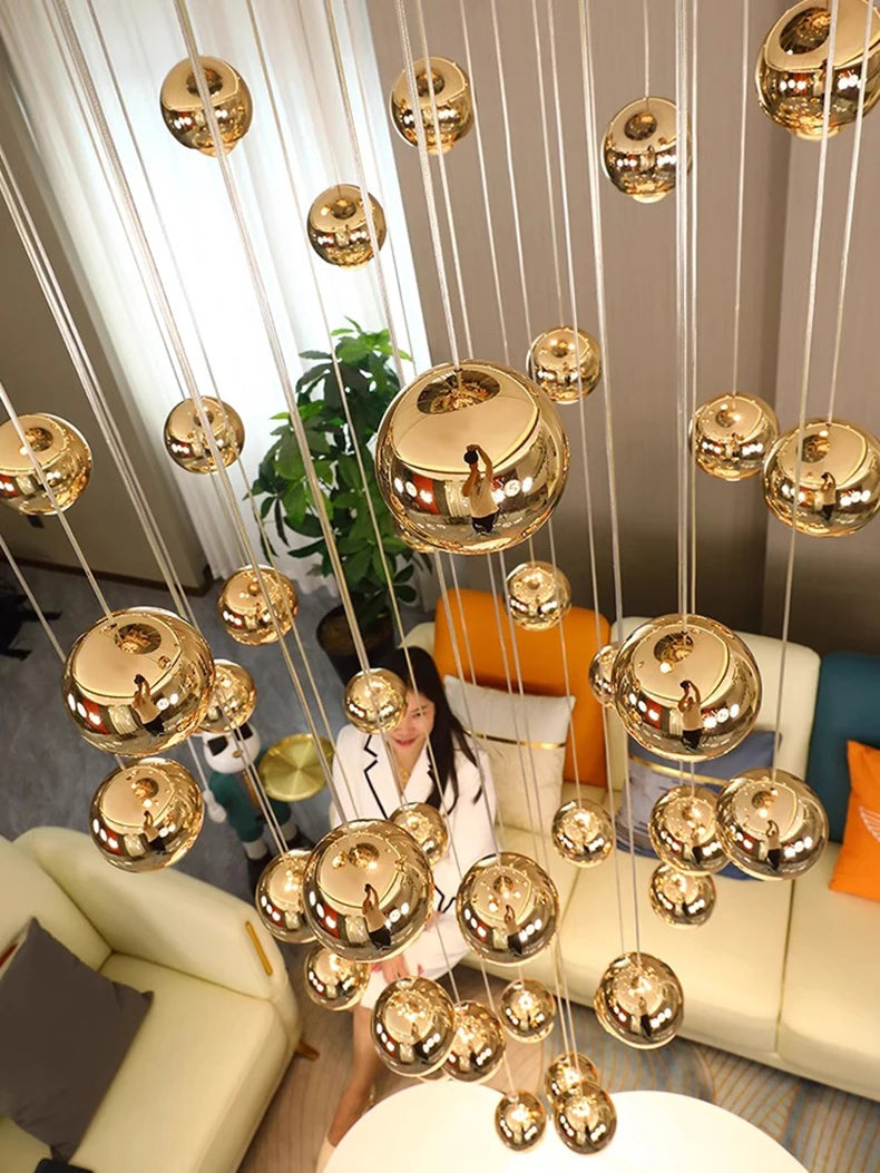 Modern Home Decor LED Lights Pendant Light Lamps for Staircase Chandeliers for Living Room Hanging Light Indoor Lighting