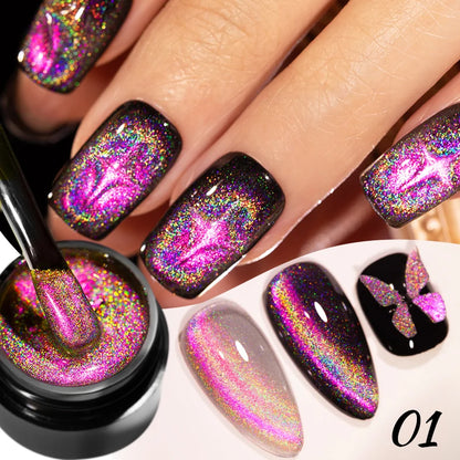 AWStorG 5ML Colorful Laser Cat Magnetic Gel Blue Glitter Shine Soak Off  Semi Permanent  UV Gel Nail Art Varnish Nail Supplies