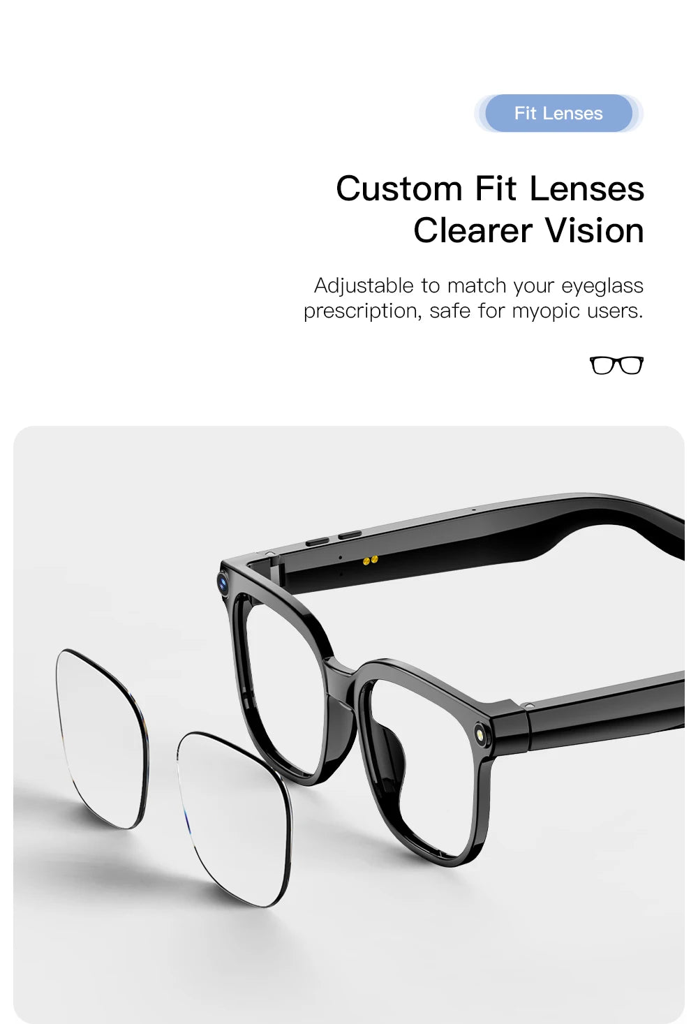 PEJE AI Smart Glasses with Camera, 1080P HD Video Recording Glasses, AI Assistant (ChatGPT/Doubao), Real-Time Translation