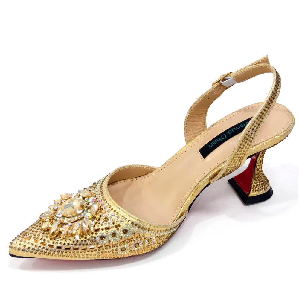 New Fashion Women's Summer Elegant High Heels Women's Sandals Luxury Wedding Italian Women's Party Shoes All Diamond