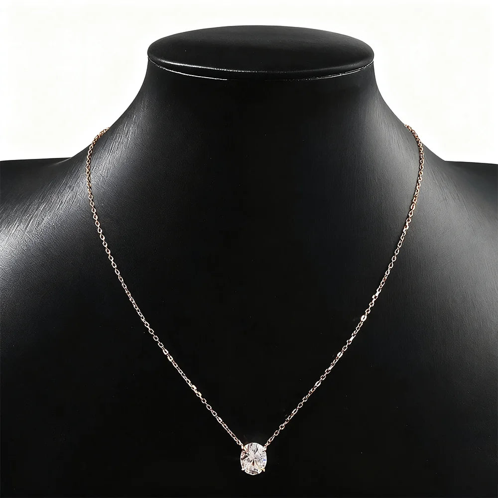 COSYA 1/2/3CT Oval Cut Moissanite Solitaire Necklace For Woman S925 Silver Plated 18K Gold Lab Diamond Chain Dainty Fine Jewelry