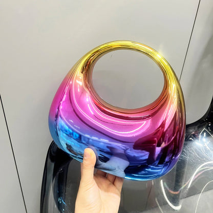Golden Evening bag Purses and handbag luxury Designer shoulder bags moon bag Party Wedding Round Acrylic Shiny  Clutch purse