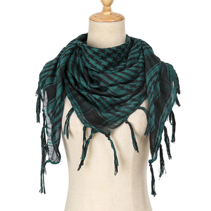2024 New Plaid Hijab Scarf for Men and Women Arab Desert Headscarf Soft Tactical Hiking Scarves Unisex Turban Military Shawl