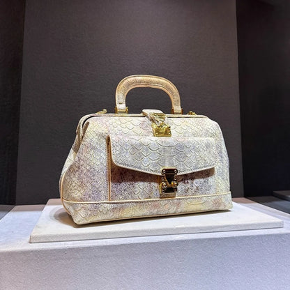 2025 New Retro Snakeskin Pattern Hand Bill of Lading Shoulder Crossbody Dragon Scale Pattern Bags for Women