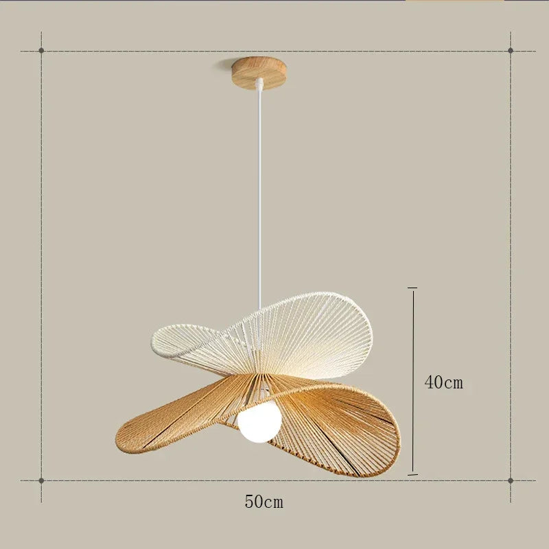 Wabi-Sabi Style Pendant Lights For Bedroom Living Room  Rattan Hand-Woven Lamp Restaurant Home Decor Chandeliers G80 Bulb