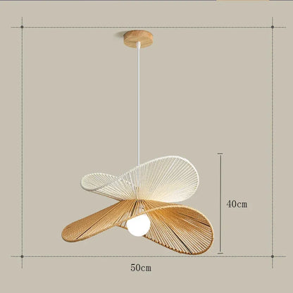 Wabi-Sabi Style Pendant Lights For Bedroom Living Room  Rattan Hand-Woven Lamp Restaurant Home Decor Chandeliers G80 Bulb