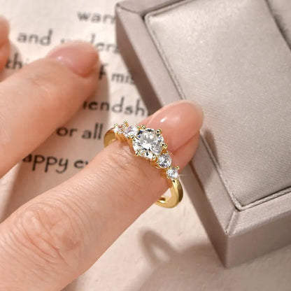 IOGOU 14K Gold Filled 1.0CT 6.5MM D Moissanite Diamond Rings Wedding Engagement Finger Band for Women Exquisite Promise Jewelry