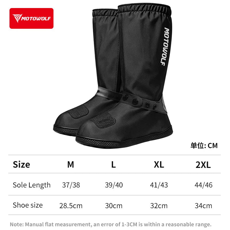 Waterproof Shoe Covers for Motorcycle Boots Reusable Foldable Rain Boot Shoe Cover with Zipper Non-Slip Reflector Rain Gear