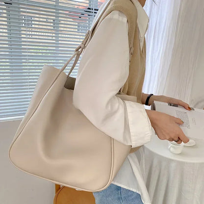 Luxury Trend Tote Bag Woman 2025 Large Capacity Female Shoulder Bag High Quality Leather Simple Designer Woman Handbag Purse