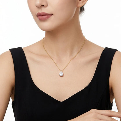 RAPRGOLD 7x10.5mm 2.5CT Moissanite Elegant Water Drop Pendant Necklaces for Women Chains Neck Fine Jewelry Gift with Certificate