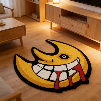 VIKAMA Anime Soul Eater Moon Shaped Area Rug Non Slip Soft Cartoon Floor Mat for Living Room Bedroom Kids Room Rug