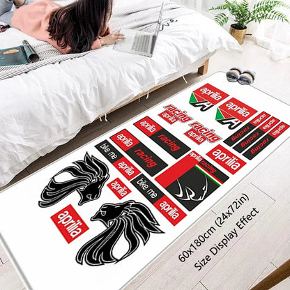 VIKAMA Motorcycle Racing Rug - Non-Slip Floor Mat for Entrance, Anti-Skid Bedside Carpet with Bike Print Home Decor
