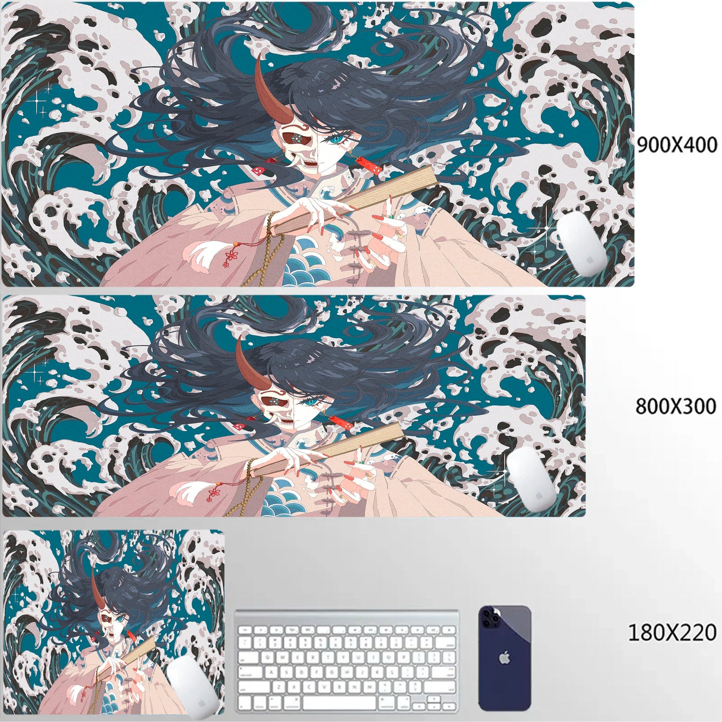 Japanese Girls Samurai Mouse Mat XL Aesthetics Mouse Pad Gaming Laptop Table Mat Office accessories Pc Cabinet Non-slip Carpet