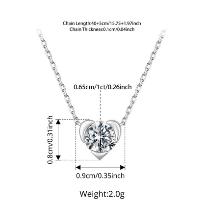 BAMOER 1CT Heart Moissanite Necklace 925 Sterling Silver D Color VVS1 EX Lab Diamond Pendant Women Twinkling Engagement Gift
