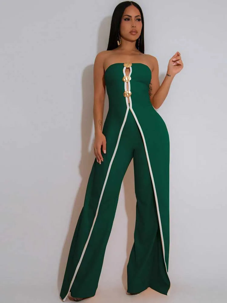 Full Strapless Jumpsuit Sexy Slim Office Lady Summer Sleevelesss Women Jumpsuits Elegant Sexy Jumpsuit  Wholesale Dropshipping