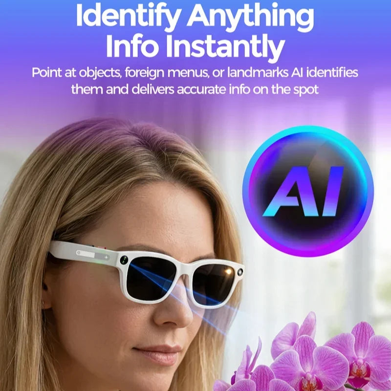 4K AI Smart Glasses with Camera, Anti-Shake Video Recording & WiFi Transmission, Real-Time Translation Smart Glasses