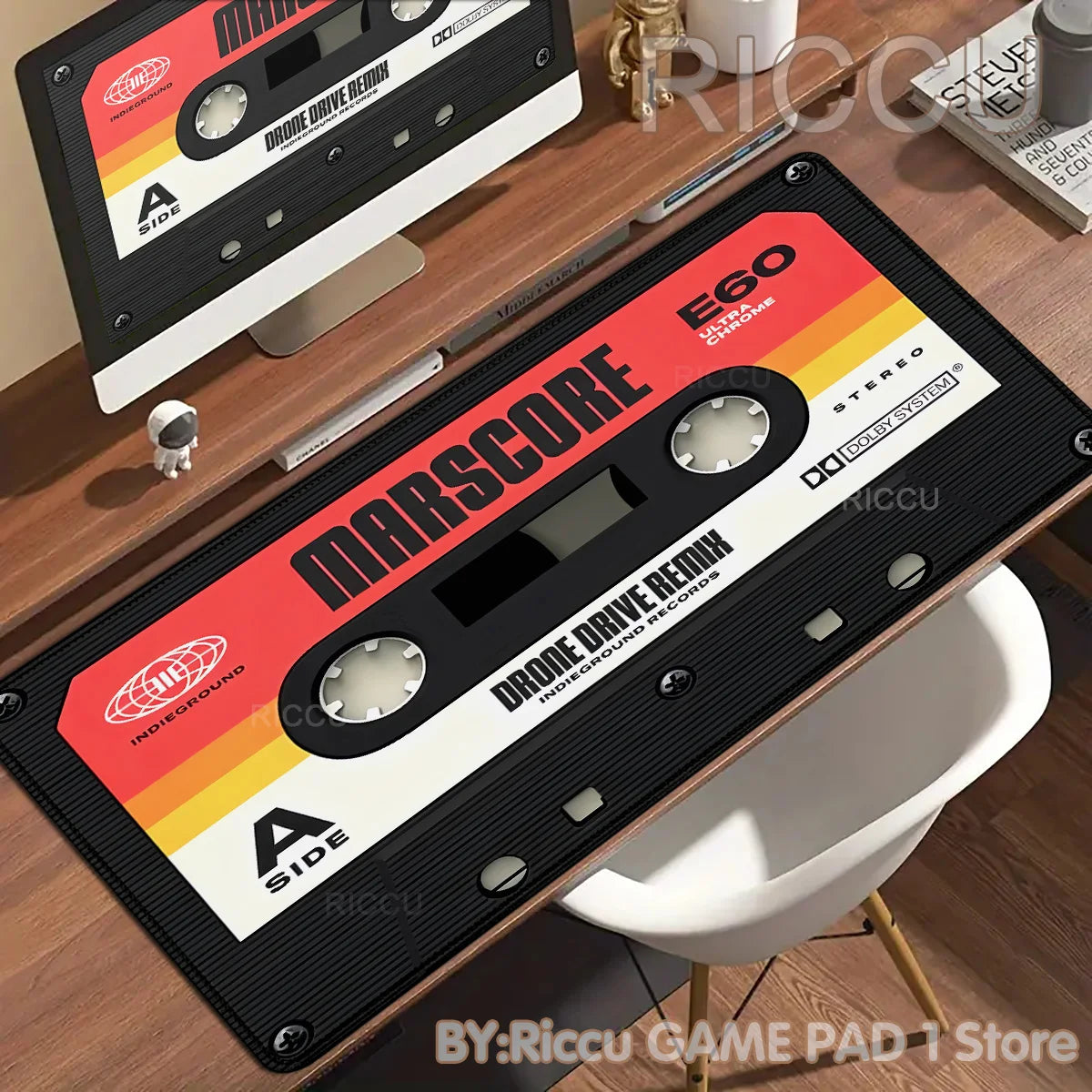 Retro VHS Style Xxl Mouse Pad Computer Large Size Mousepad Non-slip Gamer Keyboard Mausepad 90x40cm Art Design HD Deskmat Carpet