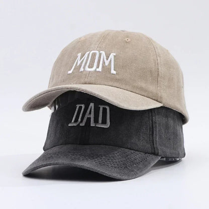 DAD MOM Embroidered Baseball Hat Men's and Women's Retro Vintage Fashion Outdoor Couple Hat Hip Hop Hat