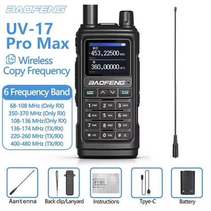 BAOFENG UV-17Pro Max Dual Band VHF/UHF Walkie Talkie with One-key Frequency Matching NOAA Weather Channels for Hiking Camping