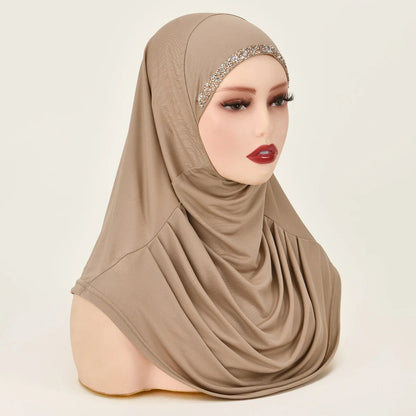 New Ready To Go Wear Instant Hijab for Women Solid Color Hemp Headscarf Neck Cover Sports Hijabs Pinless Islam Shawls and Wraps