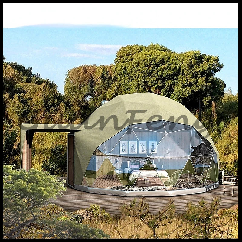 4 Season Glamping Dome Tent, Luxury PVC Canvas Living Dome, Factory Direct Cheap Price for Hotel & Leisure Use