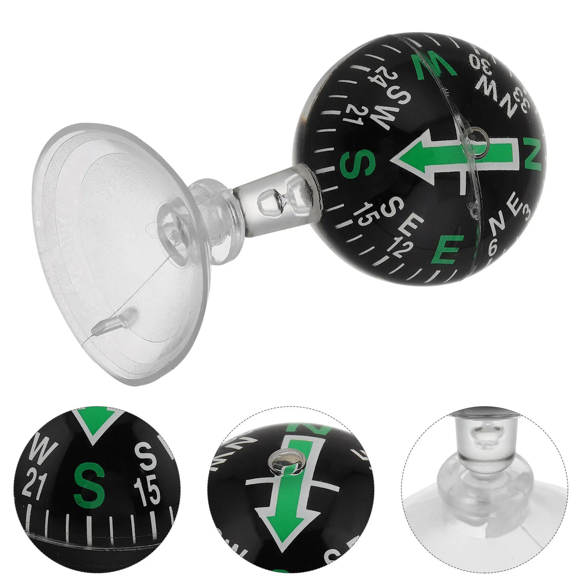38Mm Compact Plastic Compass for Car Dashboard Mount Suction Cup Navigation Tool for Automotive Marine Outdoor Travel Dash