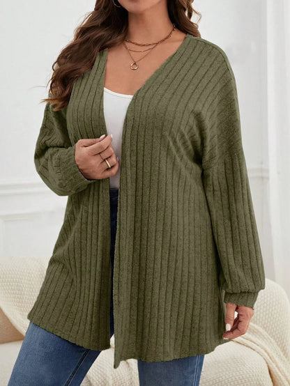 Autumn and Winter  Plus Size Women's 1XL-5XL Solid Color Loose Cardigan Top Women's Long Sleeved Knitted Jacket