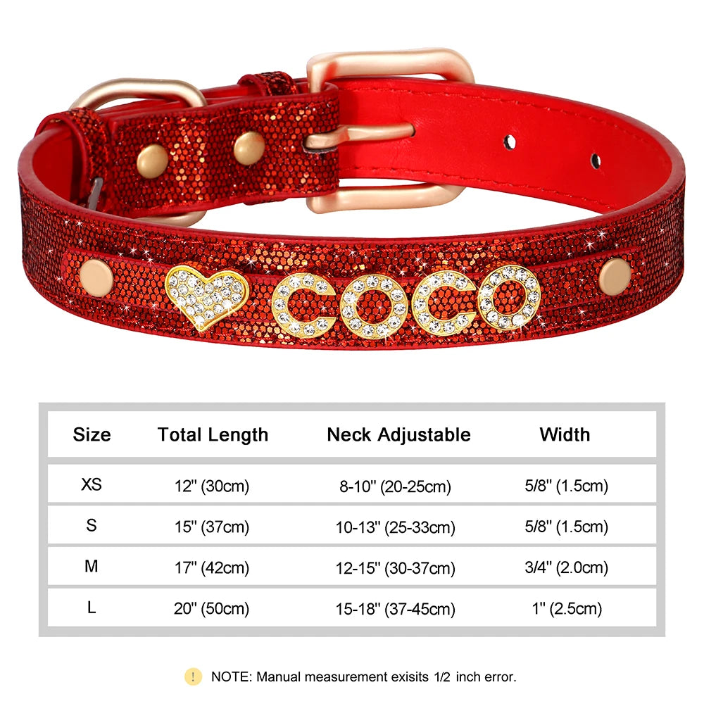 Personalized Small Dogs Chihuahua Collar Bling Rhinestone Dog Collars Free Custom Pet Dogs Cats Name Charms Pet Accessories