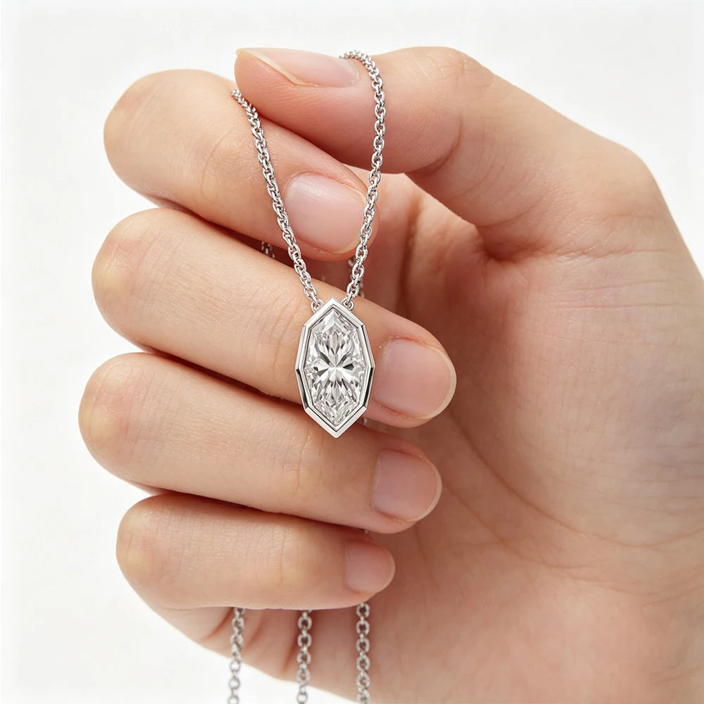 3CT Marquise Cut Moissanite Diamond Pendants Necklace for Women Lab Diamond 925 Sterling Silver Plated 18k Gold Jewelry Gifts